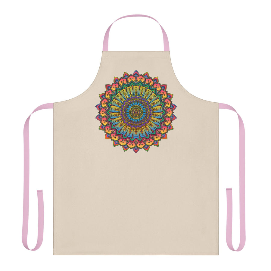 Mandala Art Apron - Beige - Hand Drawn All Over Prints - Blululi