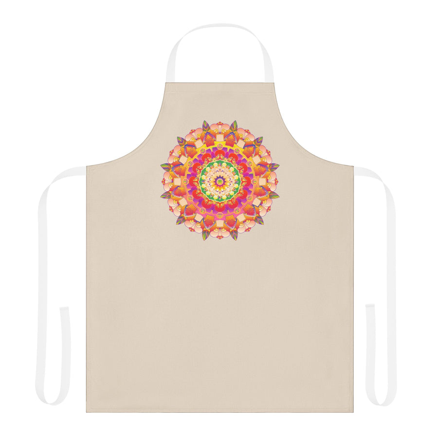 Mandala Art Apron - Beige with Colorful Design All Over Prints - Blululi