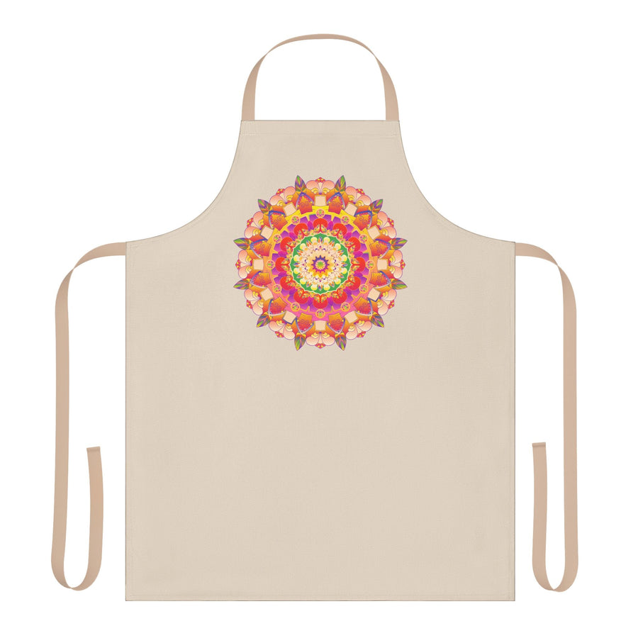 Mandala Art Apron - Beige with Colorful Design All Over Prints - Blululi