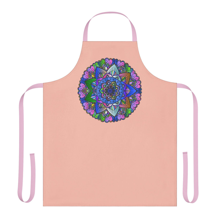 Mandala Art Apron - Peach, Hand - Drawn Design All Over Prints - Blululi
