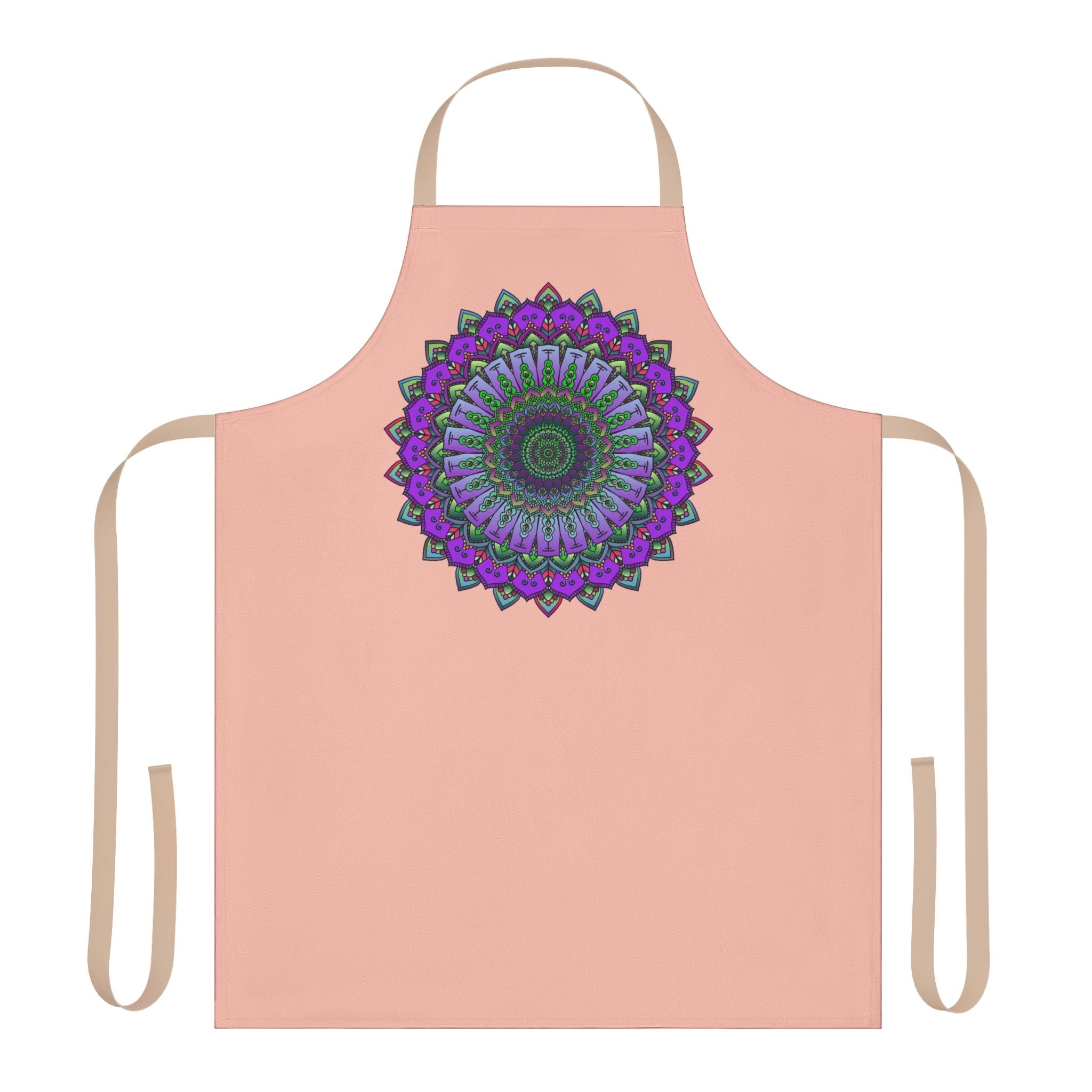 Mandala Art Apron - Peach & Purple All Over Prints - Blululi