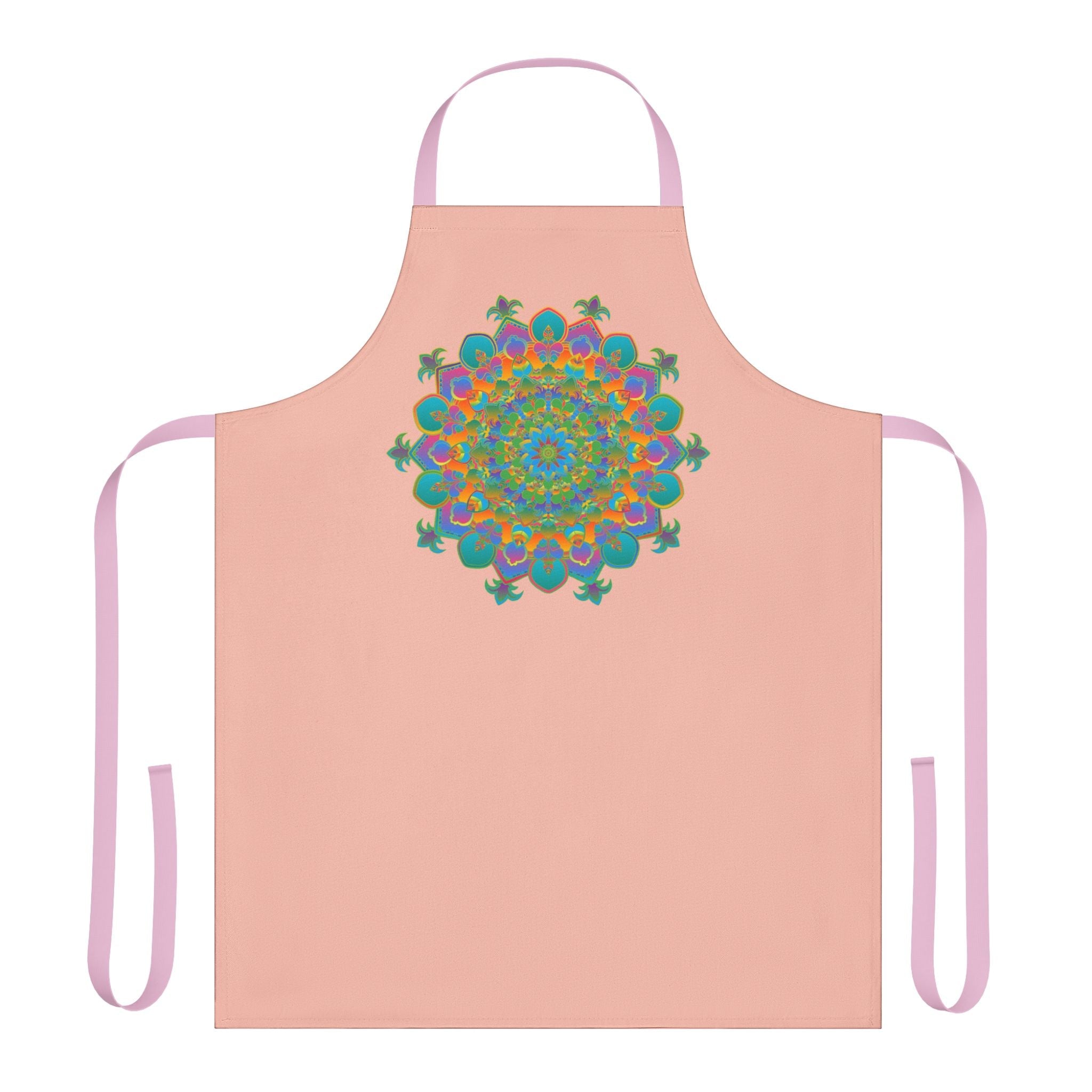 Mandala Art Apron - Peach & Vibrant All Over Prints - Blululi