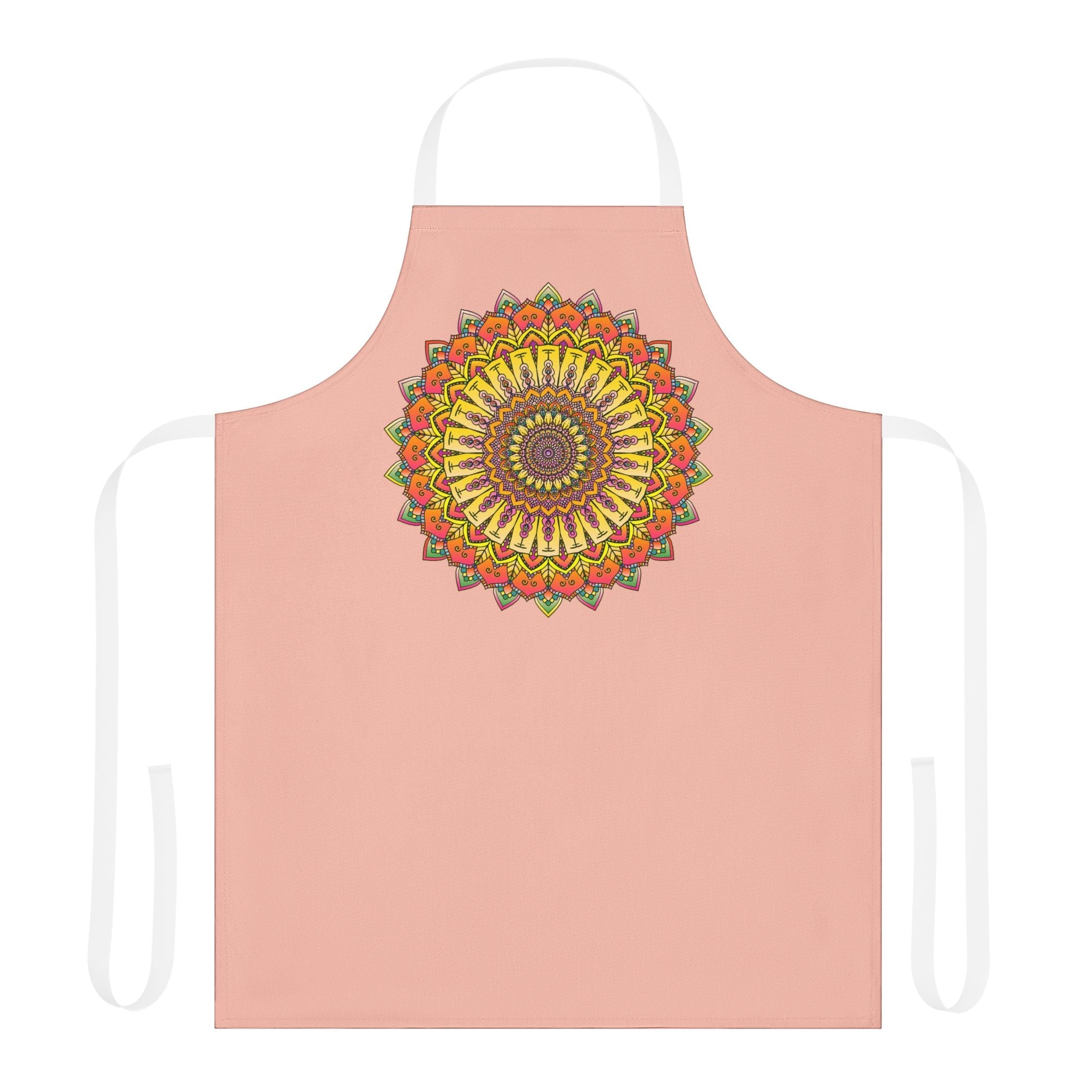 Mandala Art Apron - Peach & Vibrant All Over Prints - Blululi