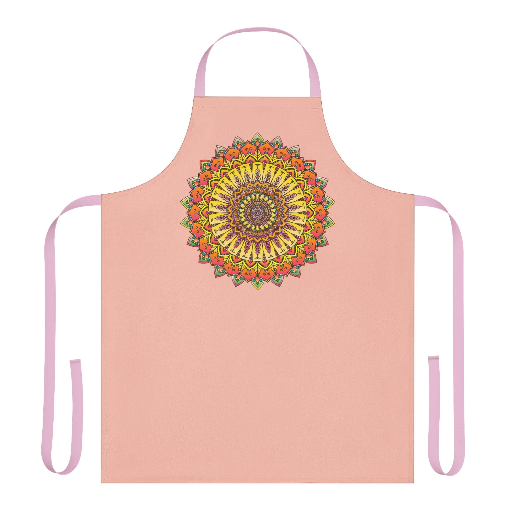 Mandala Art Apron - Peach & Vibrant All Over Prints - Blululi