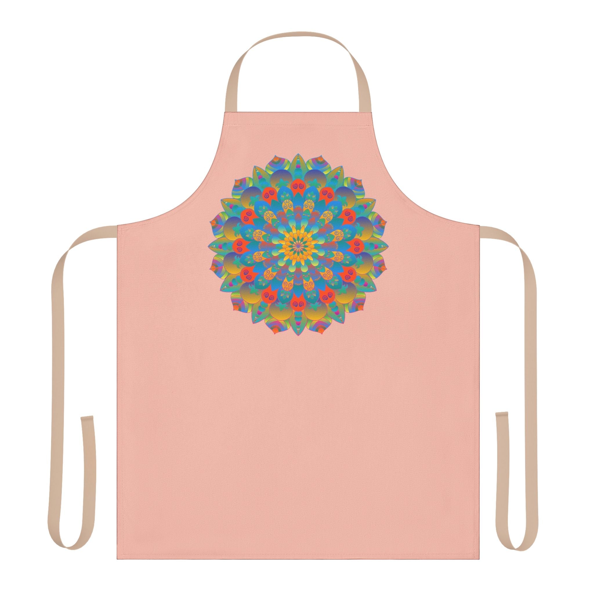 Mandala Art Apron - Peach, Yellow, Blue All Over Prints - Blululi