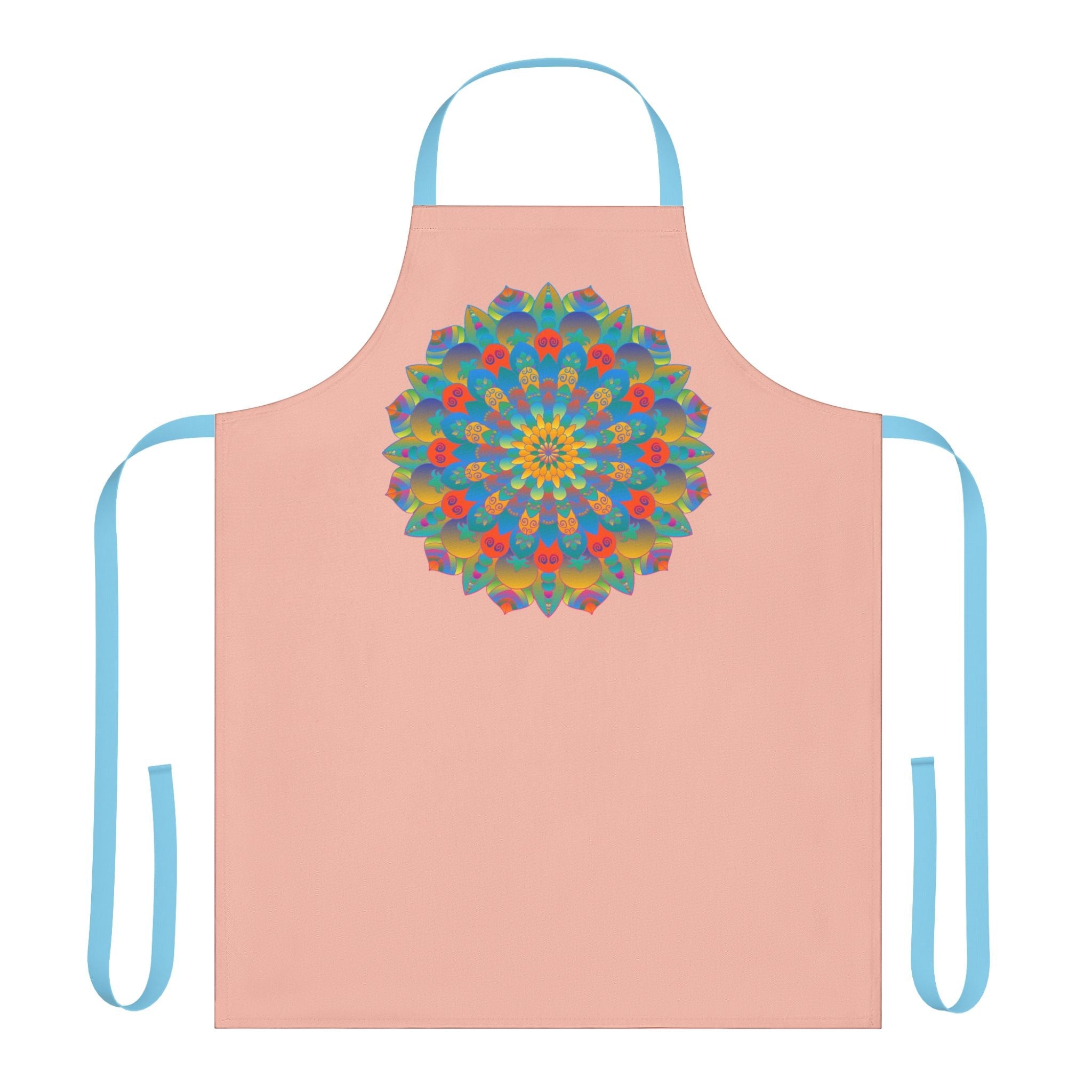 Mandala Art Apron - Peach, Yellow, Blue All Over Prints - Blululi