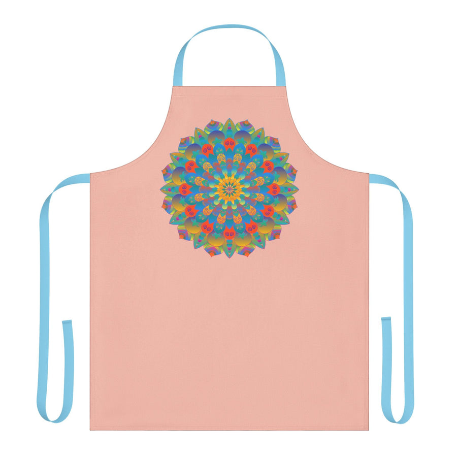 Mandala Art Apron - Peach, Yellow, Blue All Over Prints - Blululi