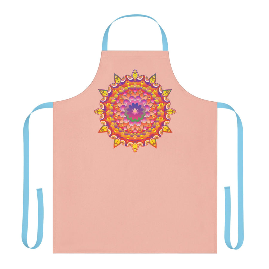 Mandala Art Apron - Peachy Floral Design All Over Prints - Blululi