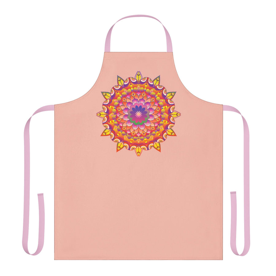 Mandala Art Apron - Peachy Floral Design All Over Prints - Blululi