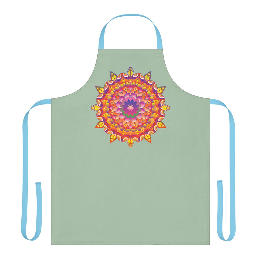 Mandala Art Apron - Sage Green All Over Prints - Blululi