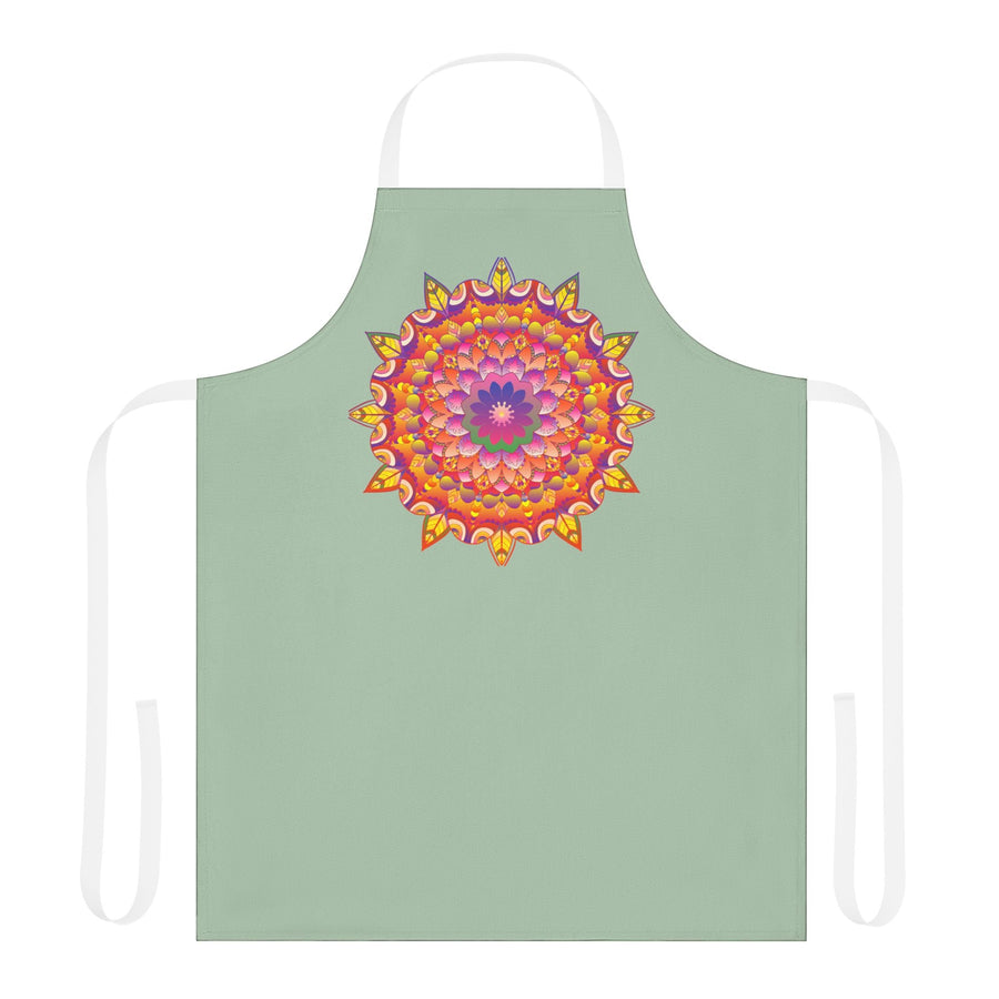 Mandala Art Apron - Sage Green All Over Prints - Blululi