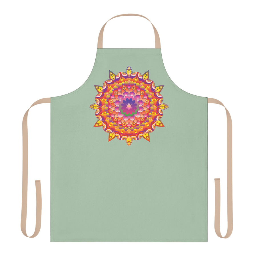 Mandala Art Apron - Sage Green All Over Prints - Blululi