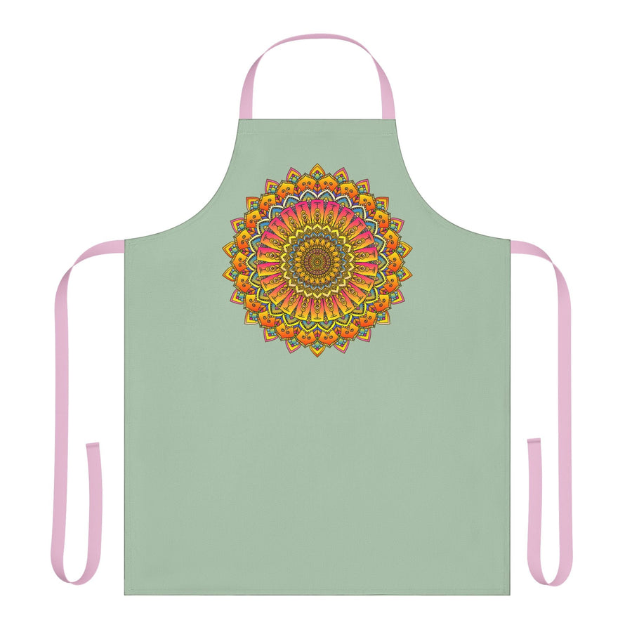 Mandala Art Apron - Sage Green All Over Prints - Blululi
