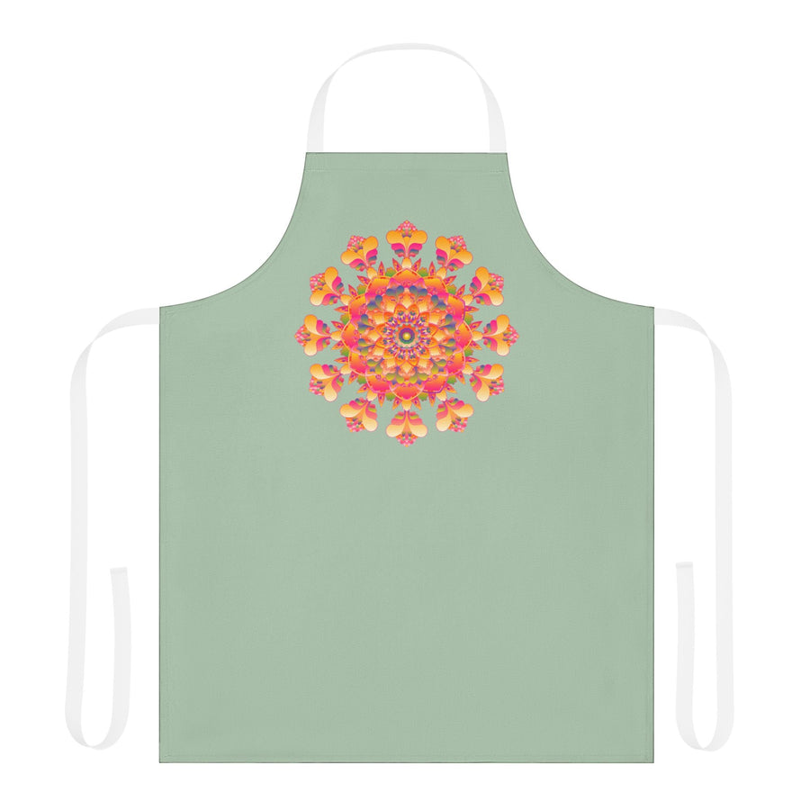Mandala Art Apron - Sage Green All Over Prints - Blululi