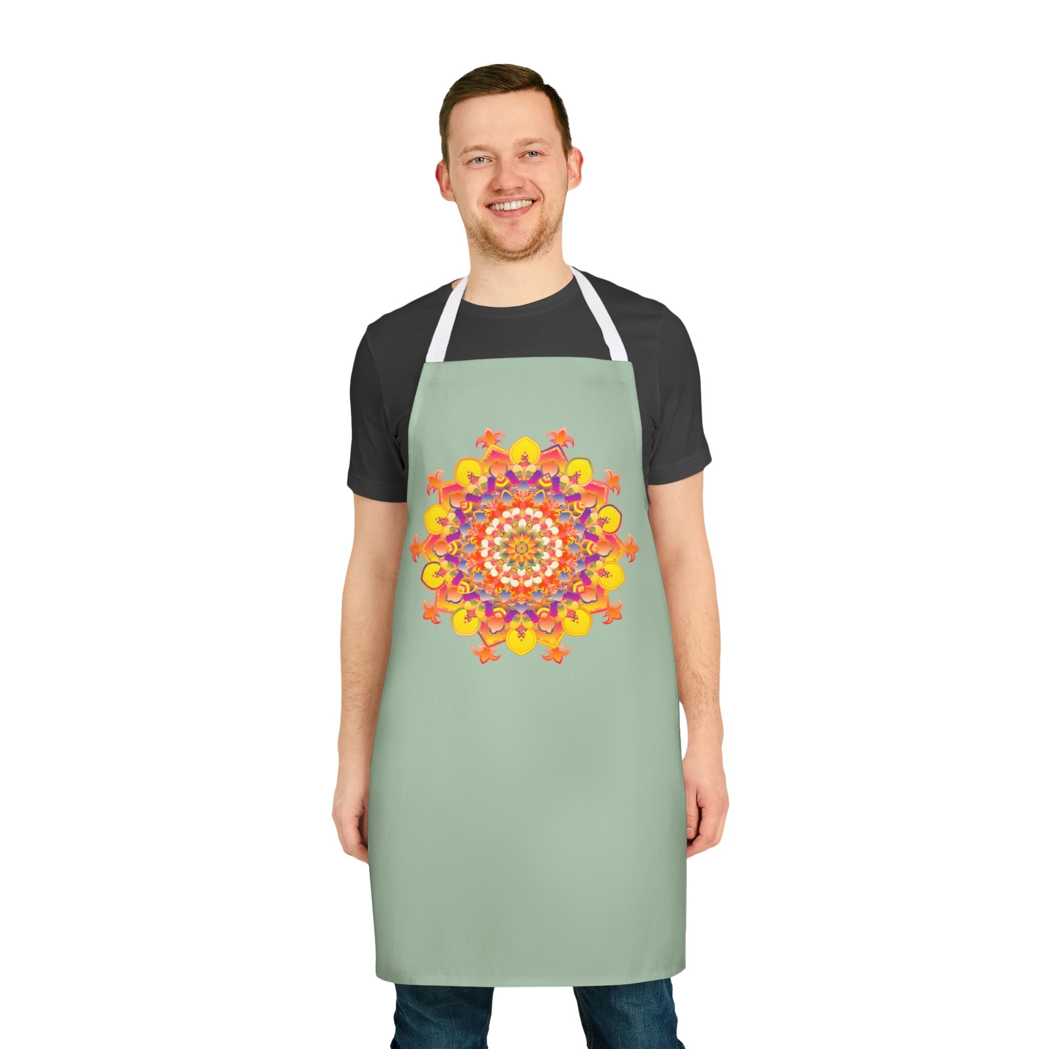 Mandala Art Apron - Sage Green - Colorful Kitchen Decor All Over Prints - Blululi