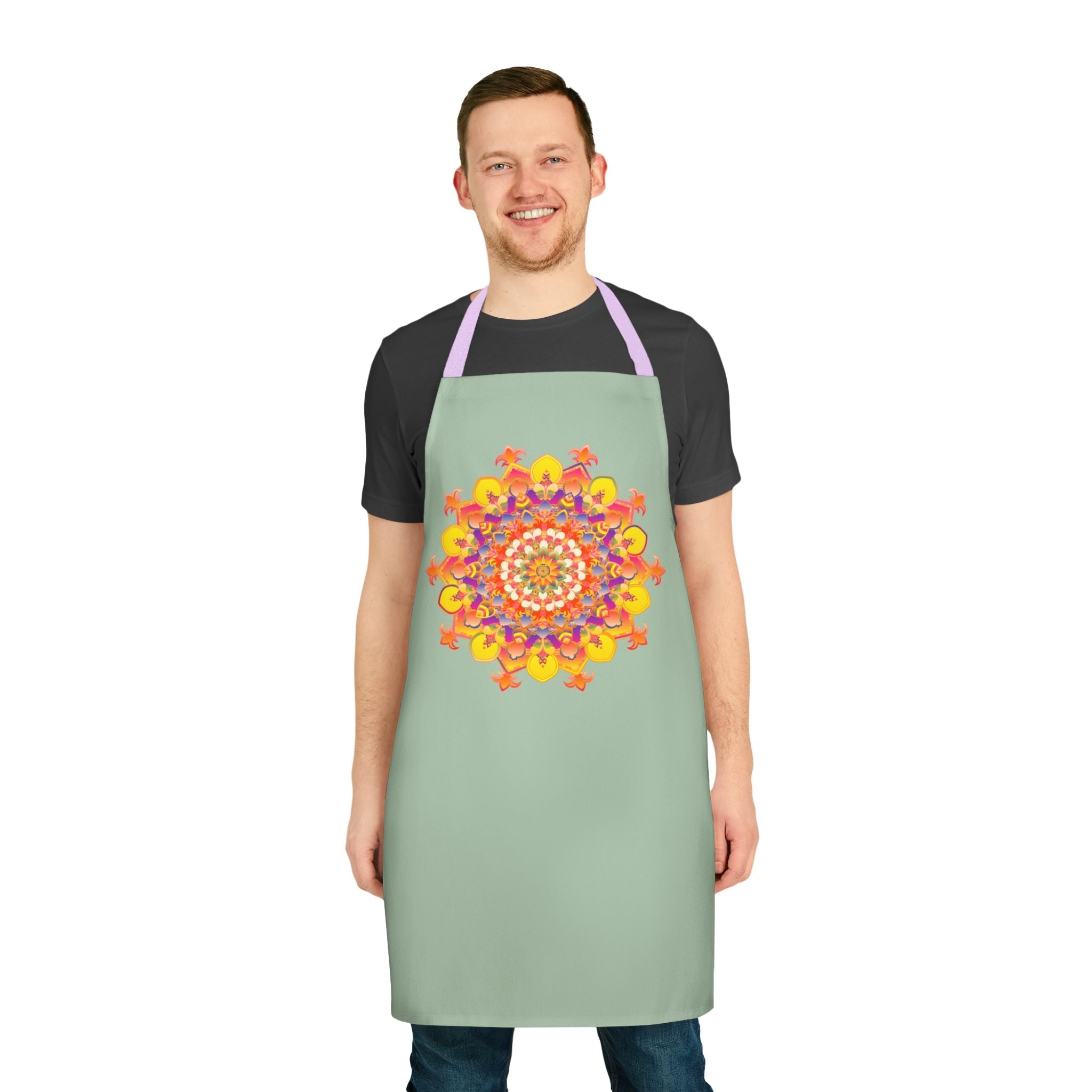 Mandala Art Apron - Sage Green - Colorful Kitchen Decor All Over Prints - Blululi