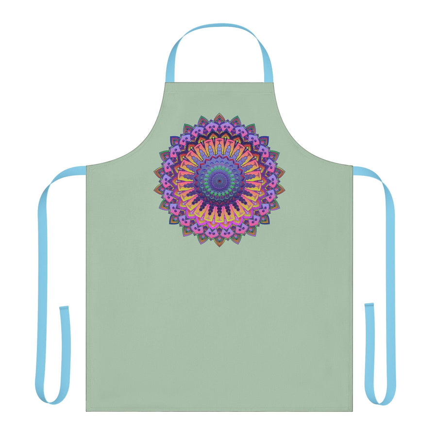 Mandala Art Apron - Sage Green, Hand - Drawn All Over Prints - Blululi