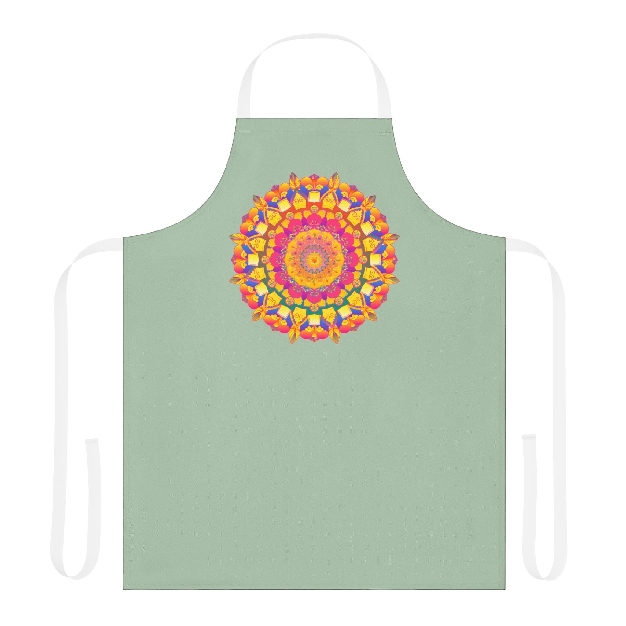 Mandala Art Apron - Sage Green - Hand Drawn All Over Prints - Blululi