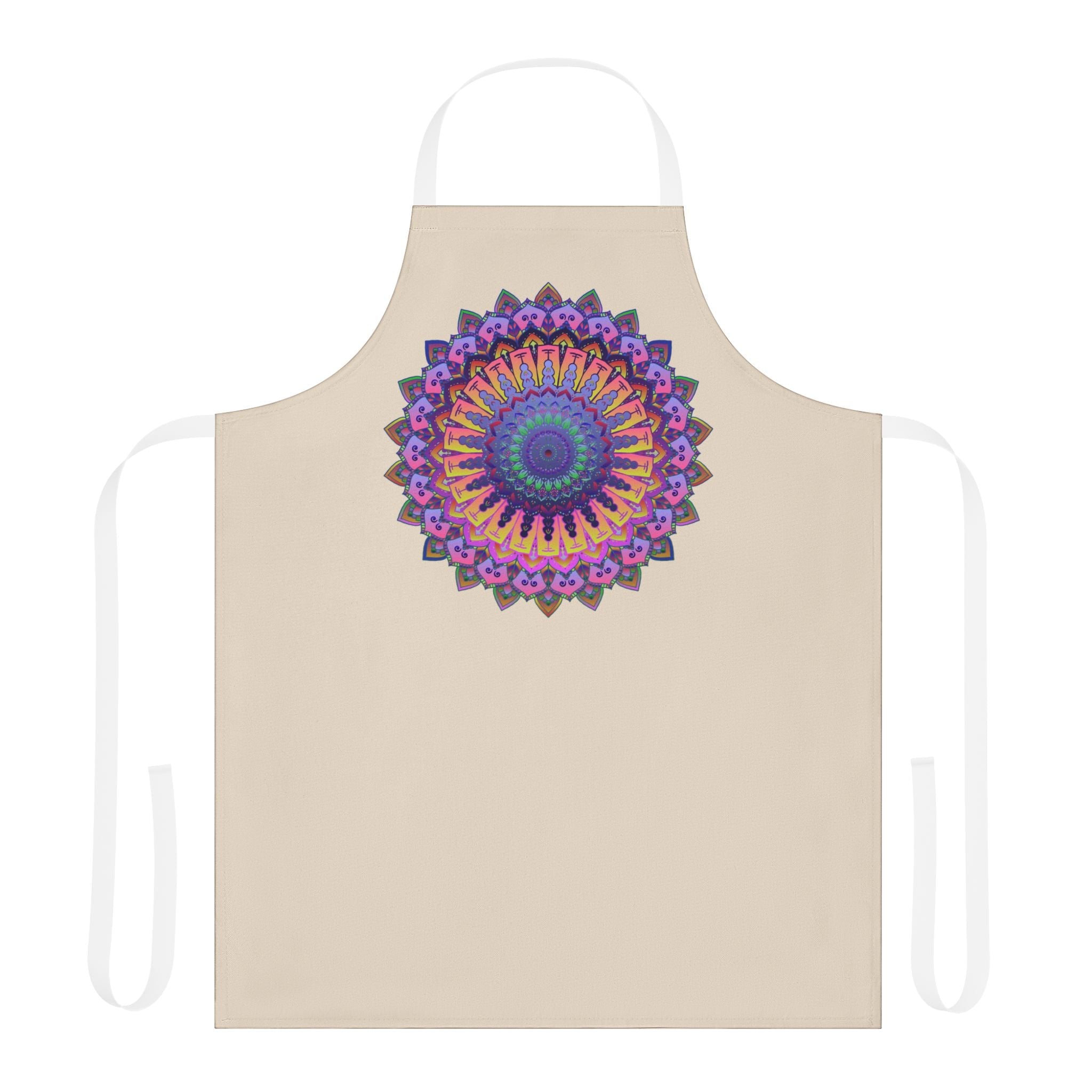 Mandala Art Apron - Vibrant Colors, Beige All Over Prints - Blululi