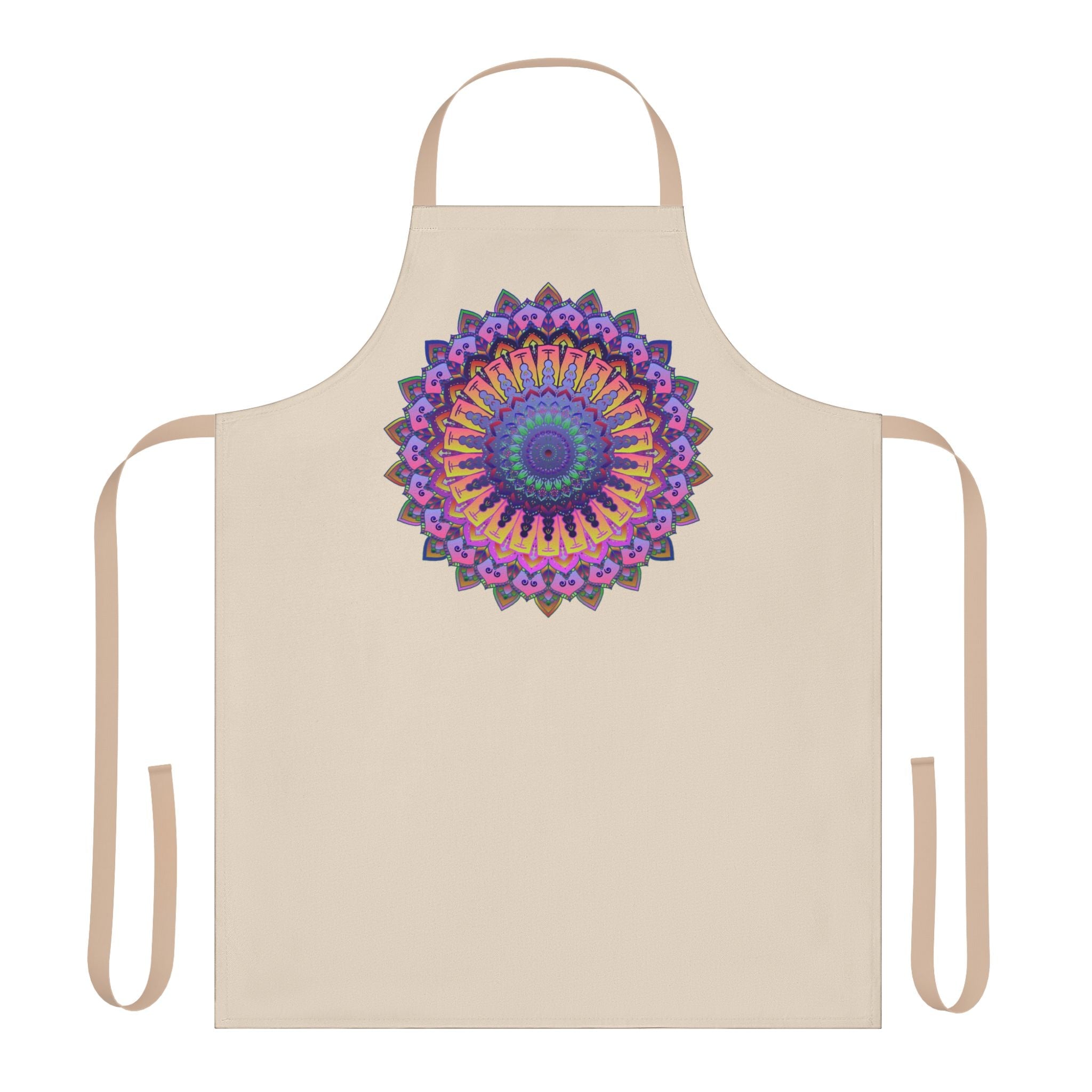Mandala Art Apron - Vibrant Colors, Beige All Over Prints - Blululi