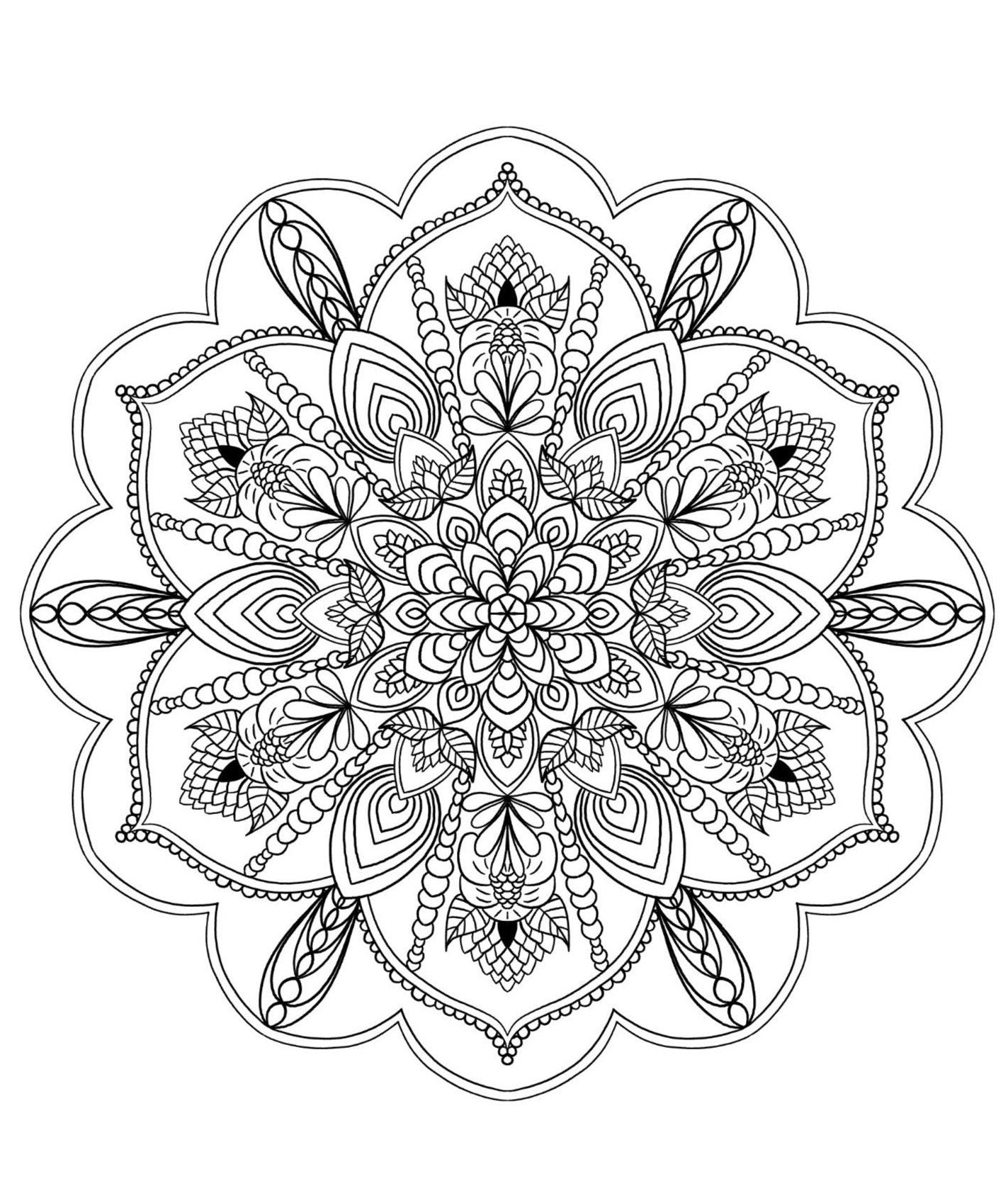 Mandala Coloring Pages 16 Hand Drawn Designs - Adult Coloring - 16 Pages digital download - Blululi