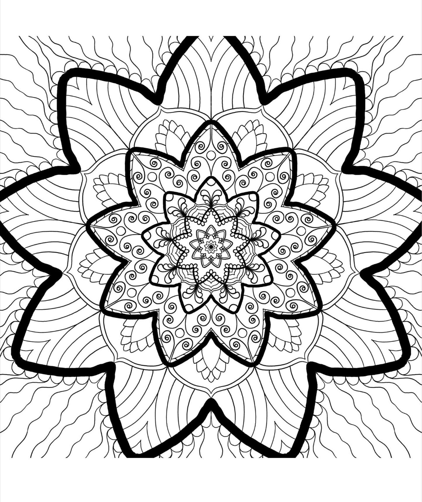 Mandala Coloring Pages 16 Hand Drawn Designs - Adult Coloring - 16 Pages digital download - Blululi