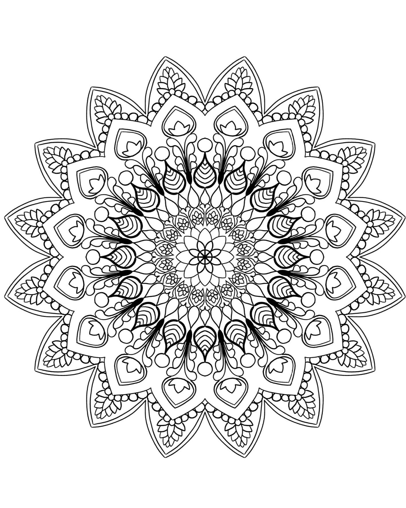 Mandala Coloring Pages 16 Hand Drawn Designs - Adult Coloring - 16 Pages digital download - Blululi