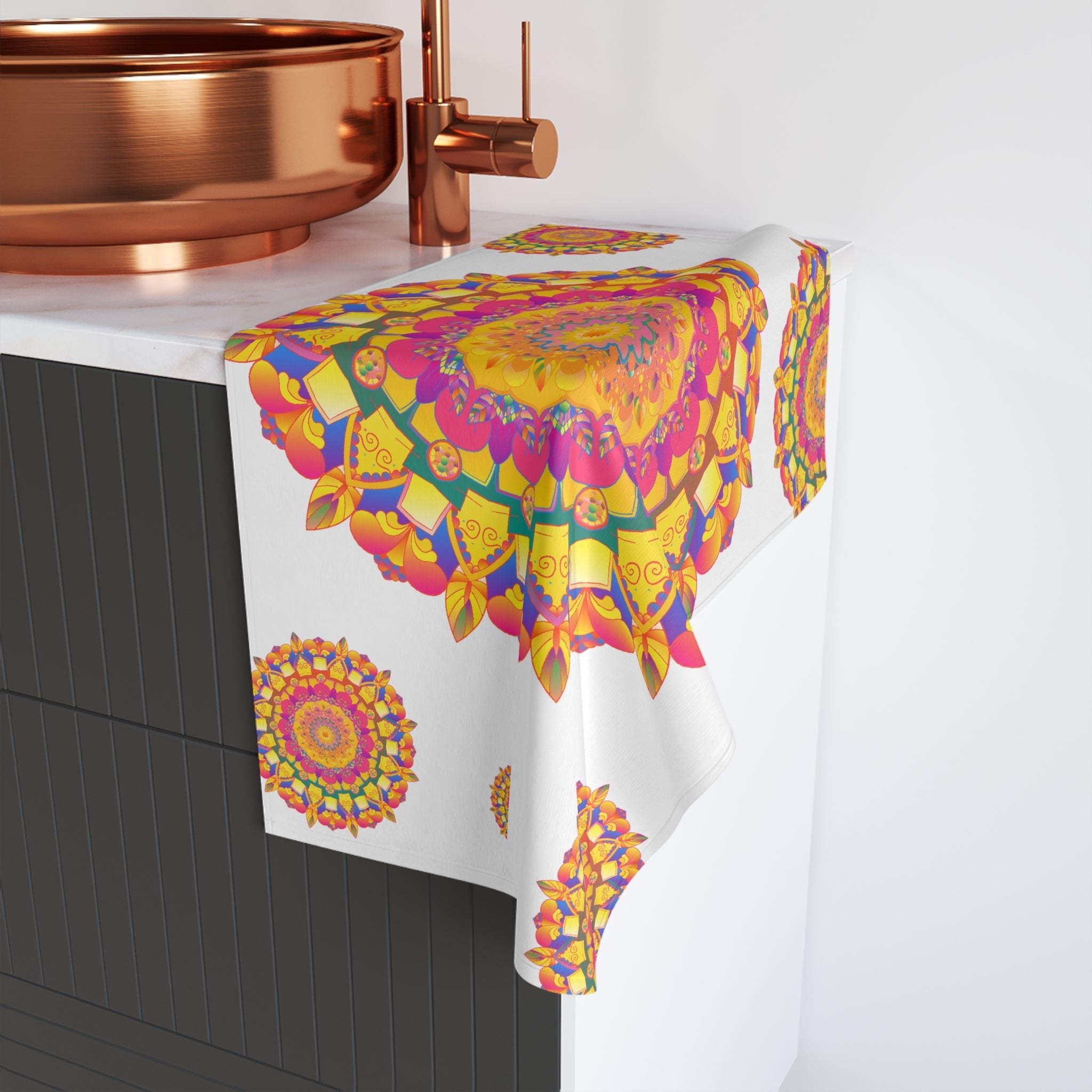 Mandala Hand Towel - Colorful Geometric Design Home Decor - Blululi