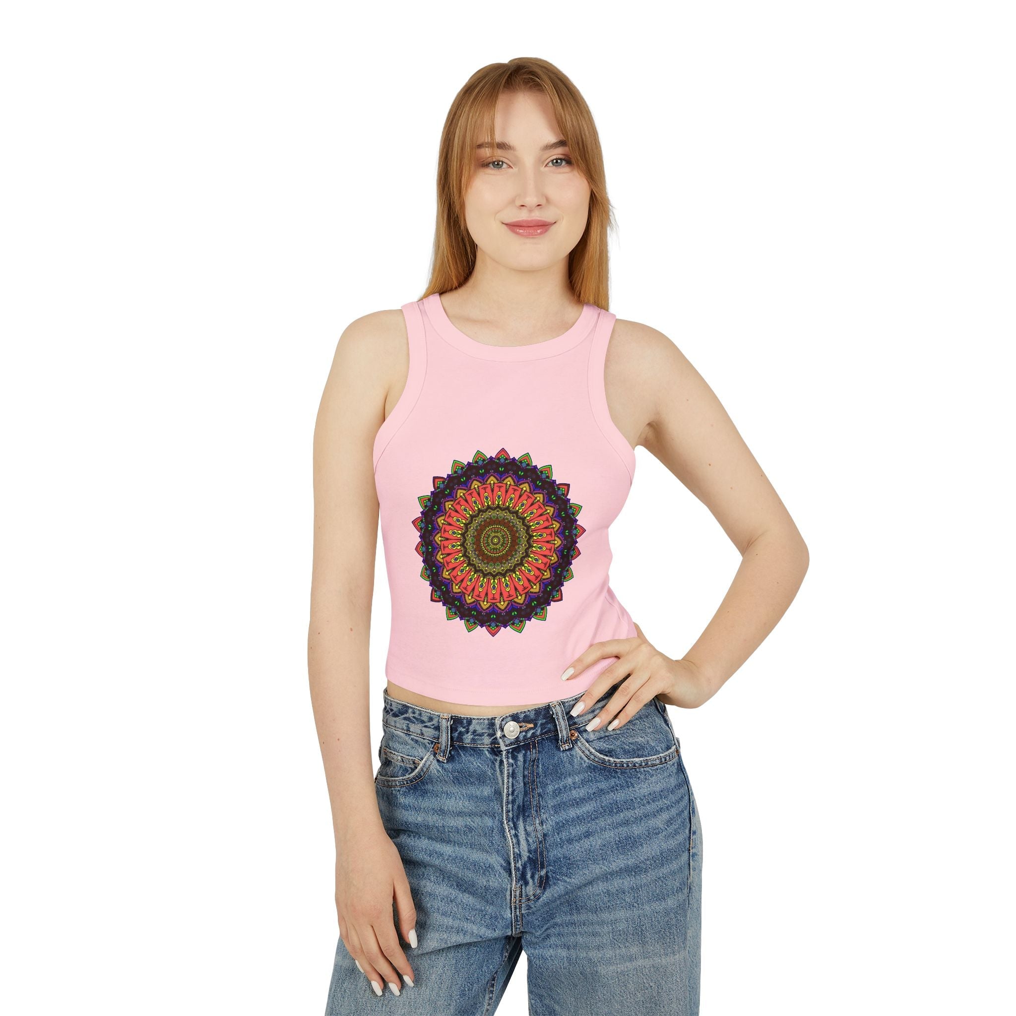 Mandala Racerback Tank Top - Colorful Geometric Design Tank Top - Blululi