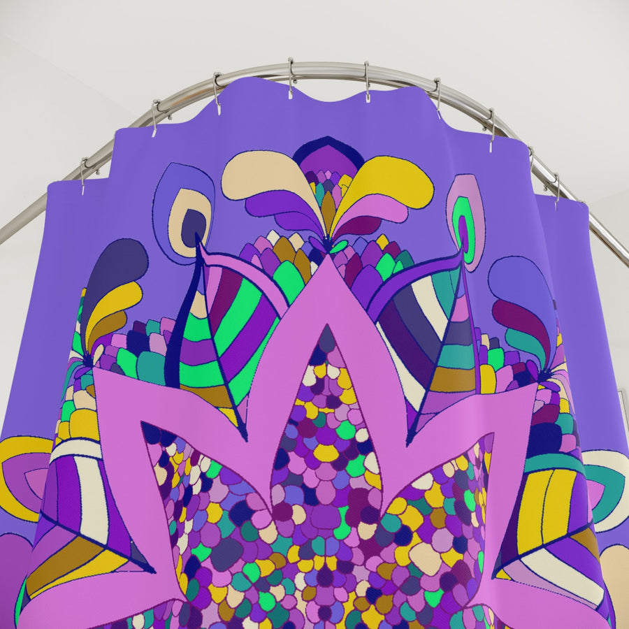 Mandala Shower Curtains - Hand Drawn Purple Design - Standard Size Home Decor - Blululi