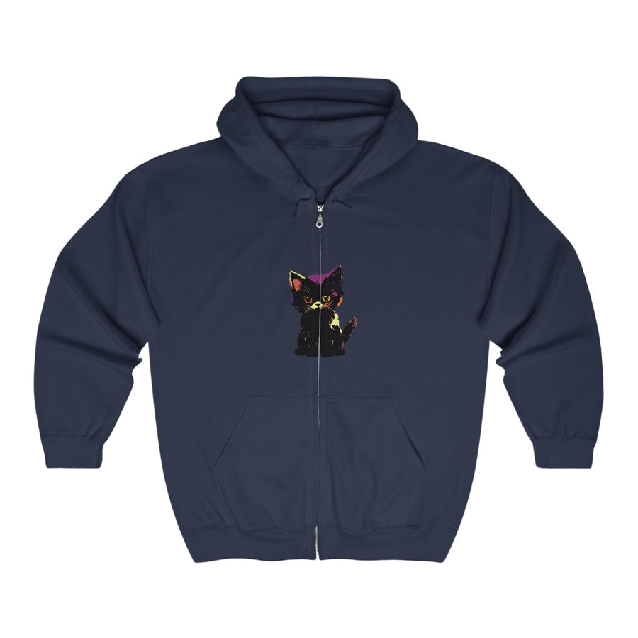 Neon Black Cat Watercolor Hoodie - Mystical Pet Design Hoodie - Blululi