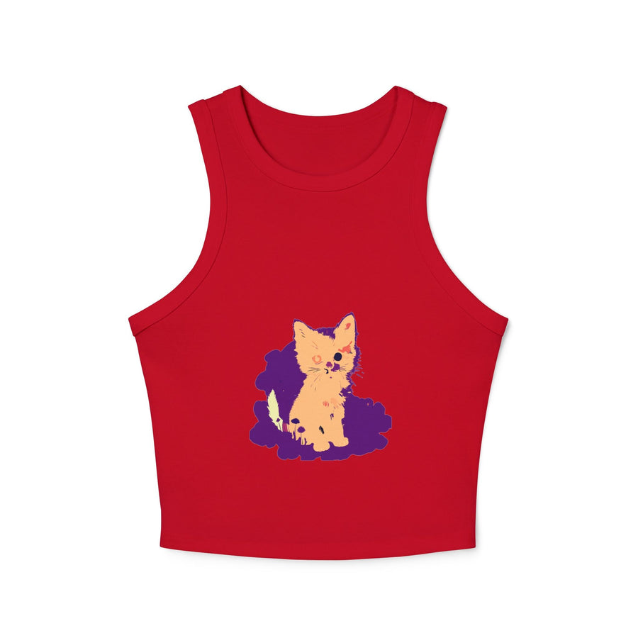 One Blue Eye Kitten Watercolor Racerback Tank Top Tank Top - Blululi