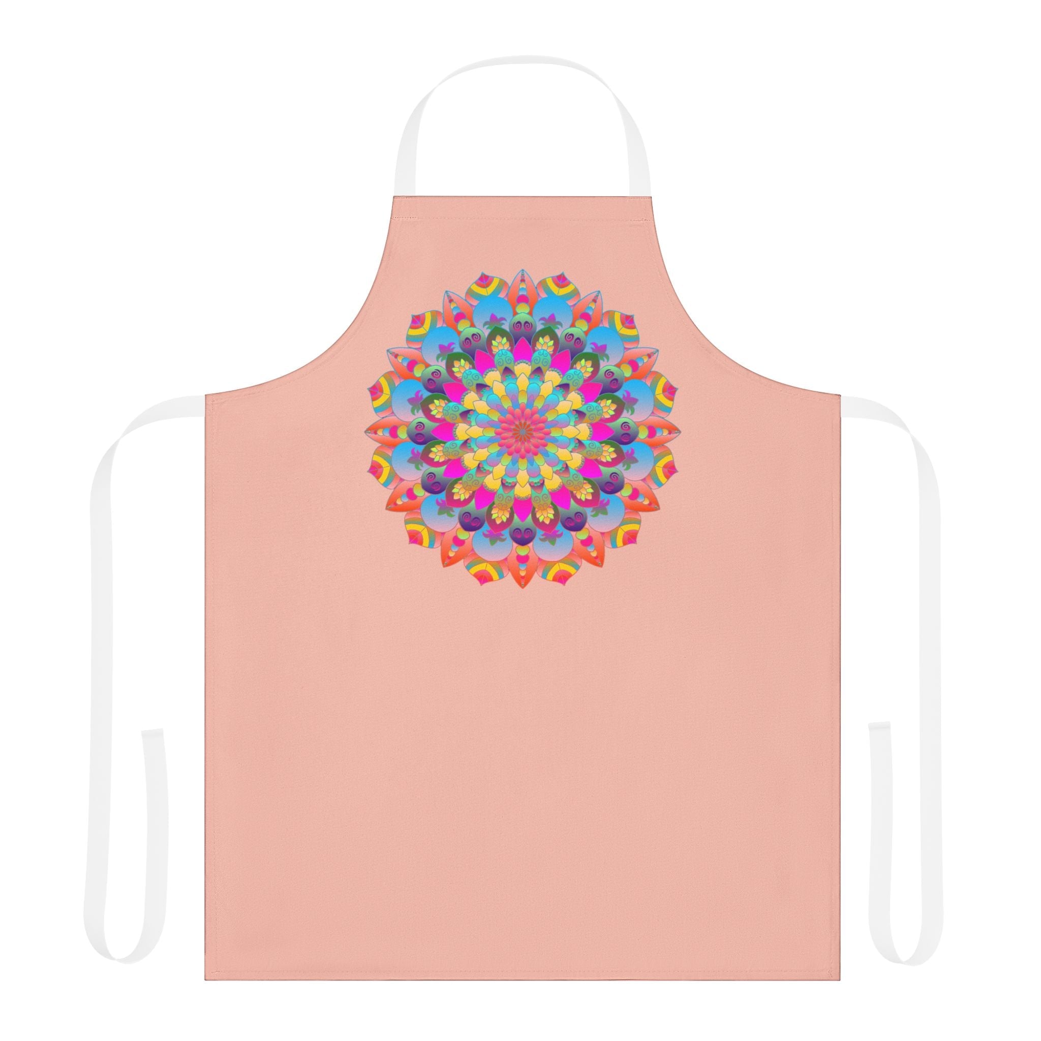 Peach Mandala Apron - Colorful Hand Drawn Art All Over Prints - Blululi