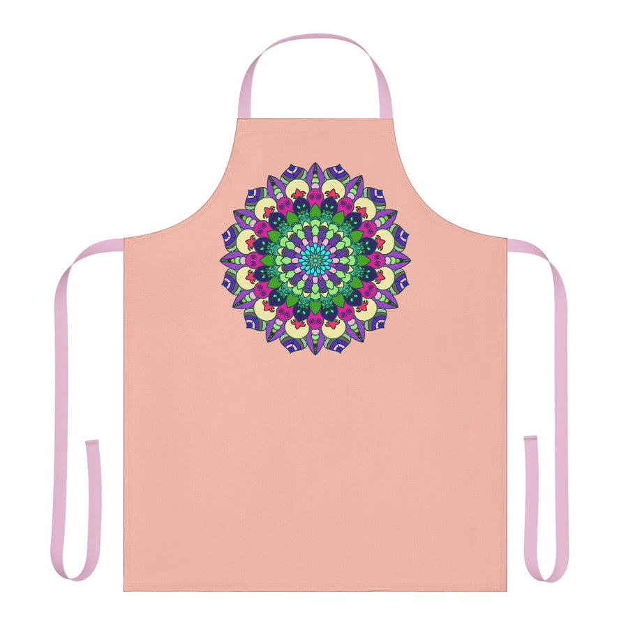 Peach Mandala Apron - Hand Drawn Art All Over Prints - Blululi