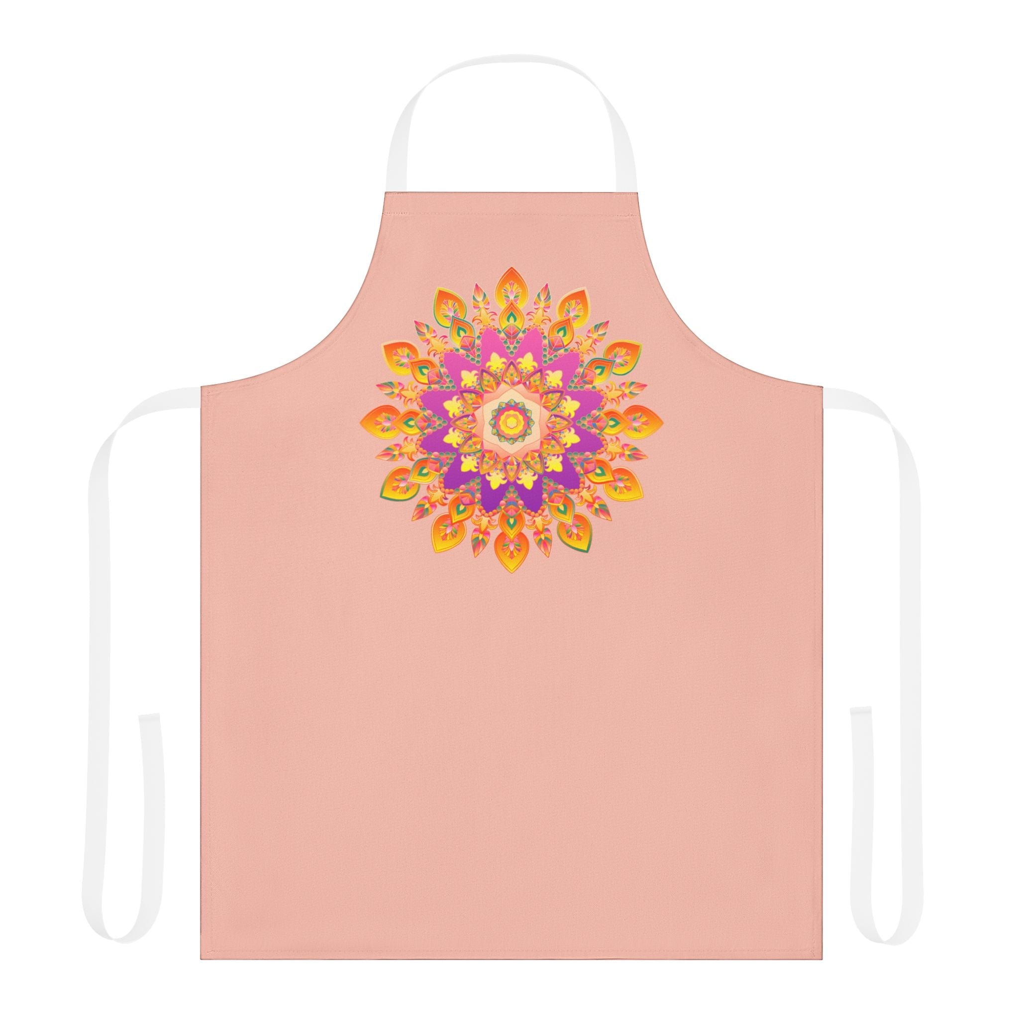 Peach Mandala Apron - Hand - Drawn Art All Over Prints - Blululi