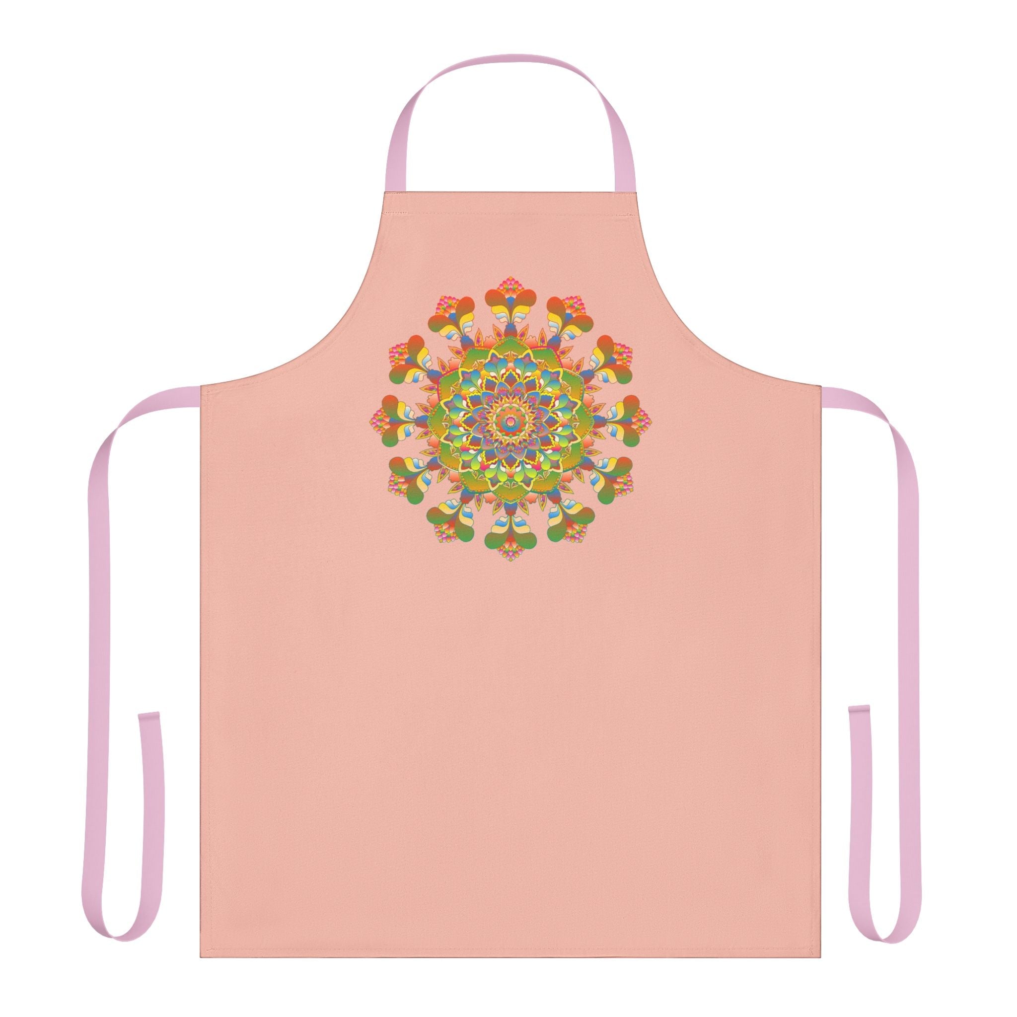 Peach Mandala Apron - Hand - Drawn Art All Over Prints - Blululi
