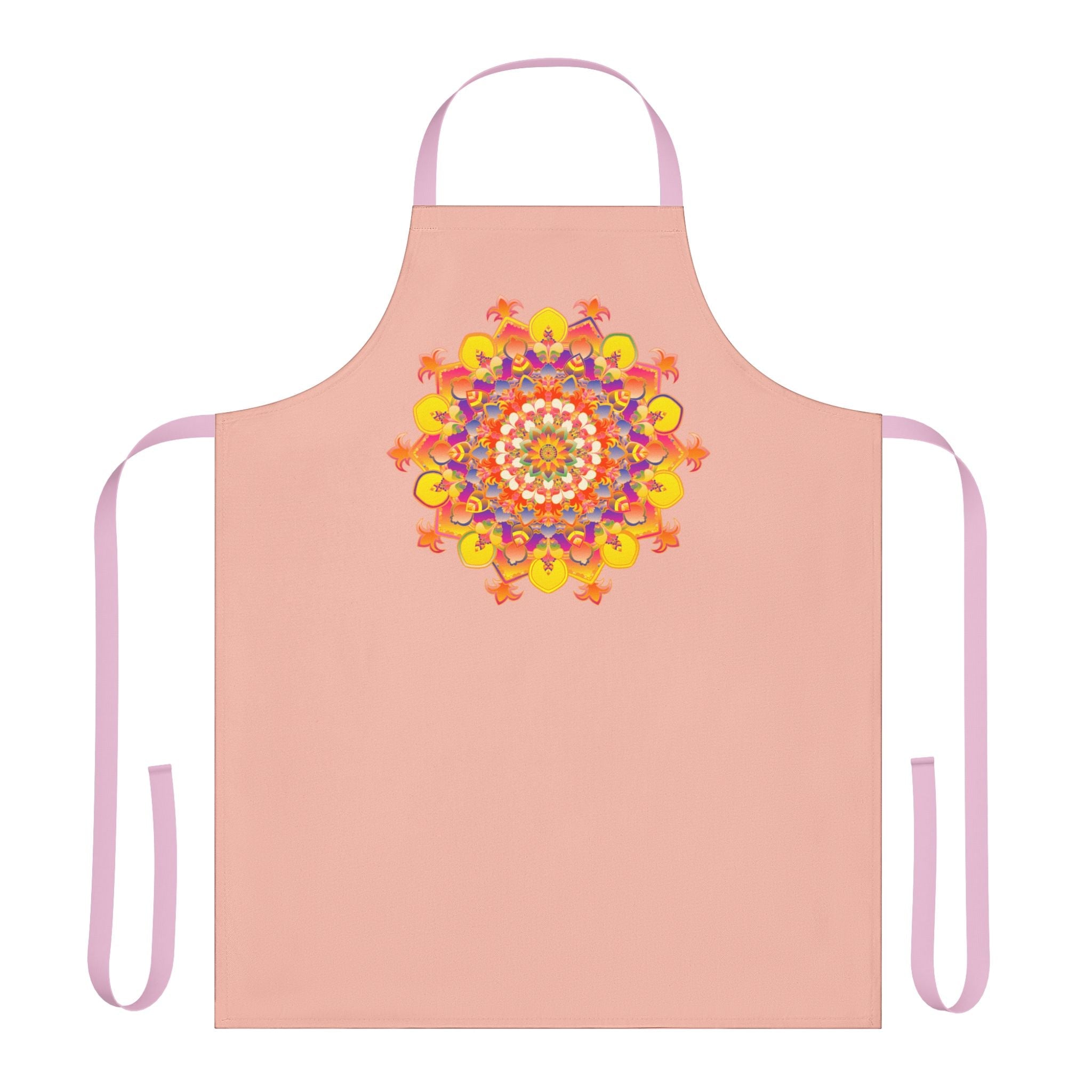 Peach Mandala Apron - Hand Drawn Art All Over Prints - Blululi