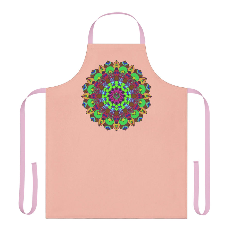 Peach Mandala Apron - Hand Drawn Art All Over Prints - Blululi