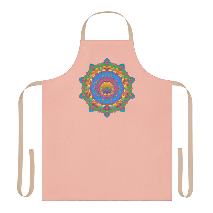 Peach Mandala Apron - Hand Drawn Art All Over Prints - Blululi