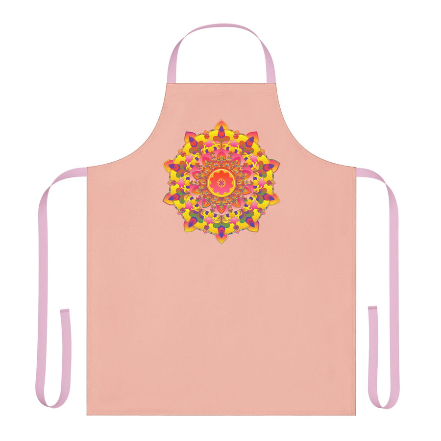 Peach Mandala Apron - Hand Drawn Art All Over Prints - Blululi