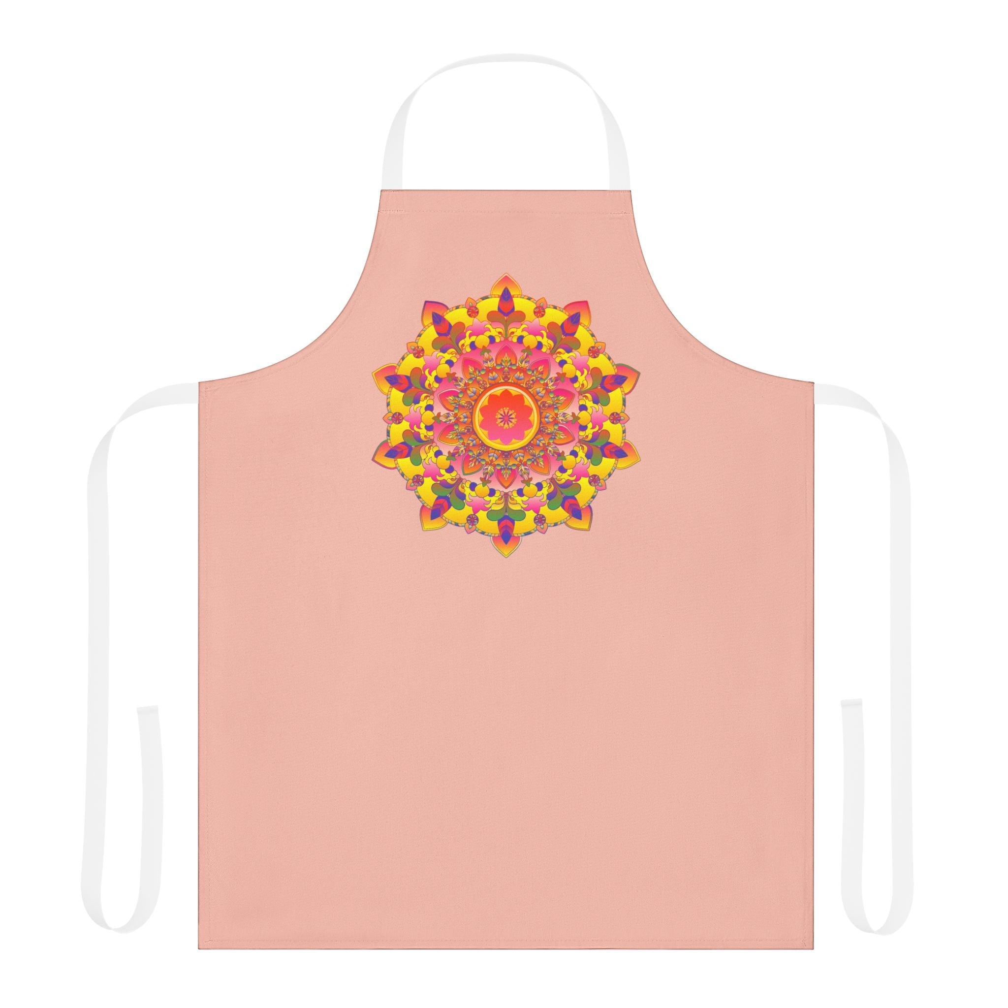 Peach Mandala Apron - Hand Drawn Art All Over Prints - Blululi