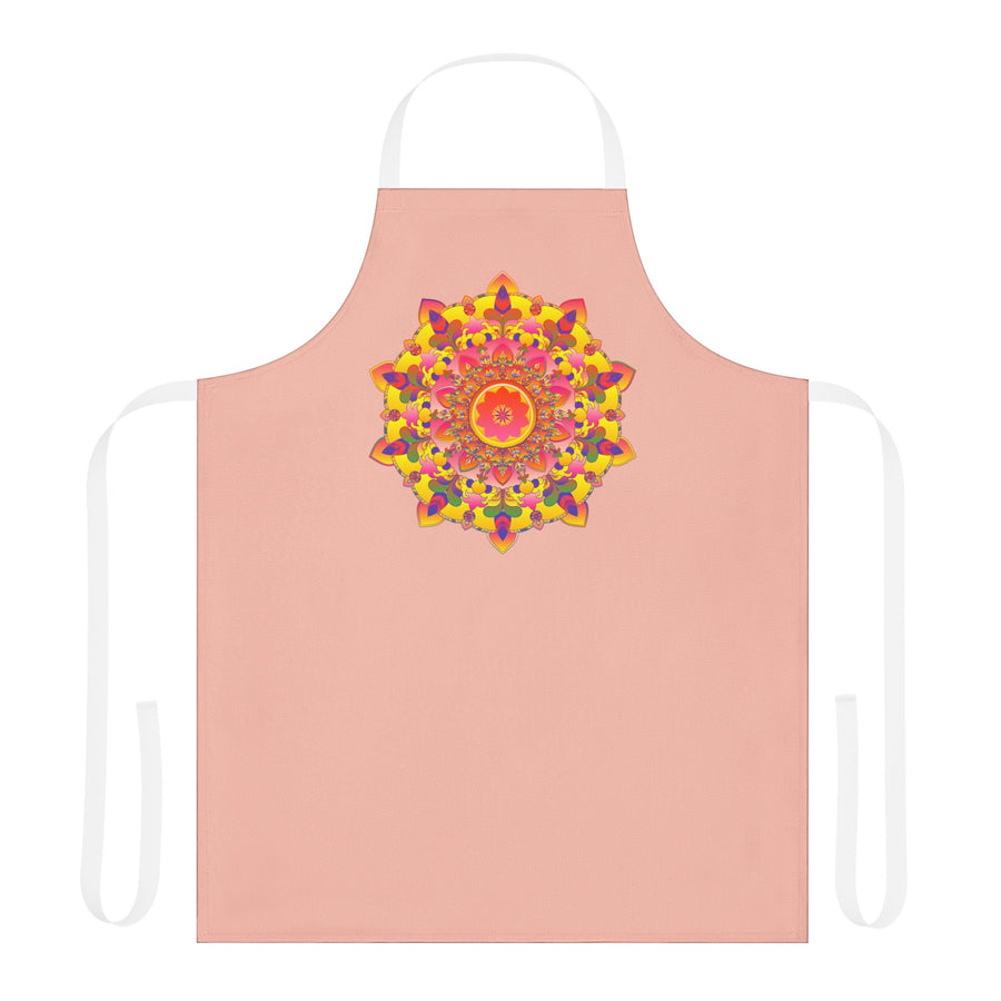 Peach Mandala Apron - Hand Drawn Art All Over Prints - Blululi