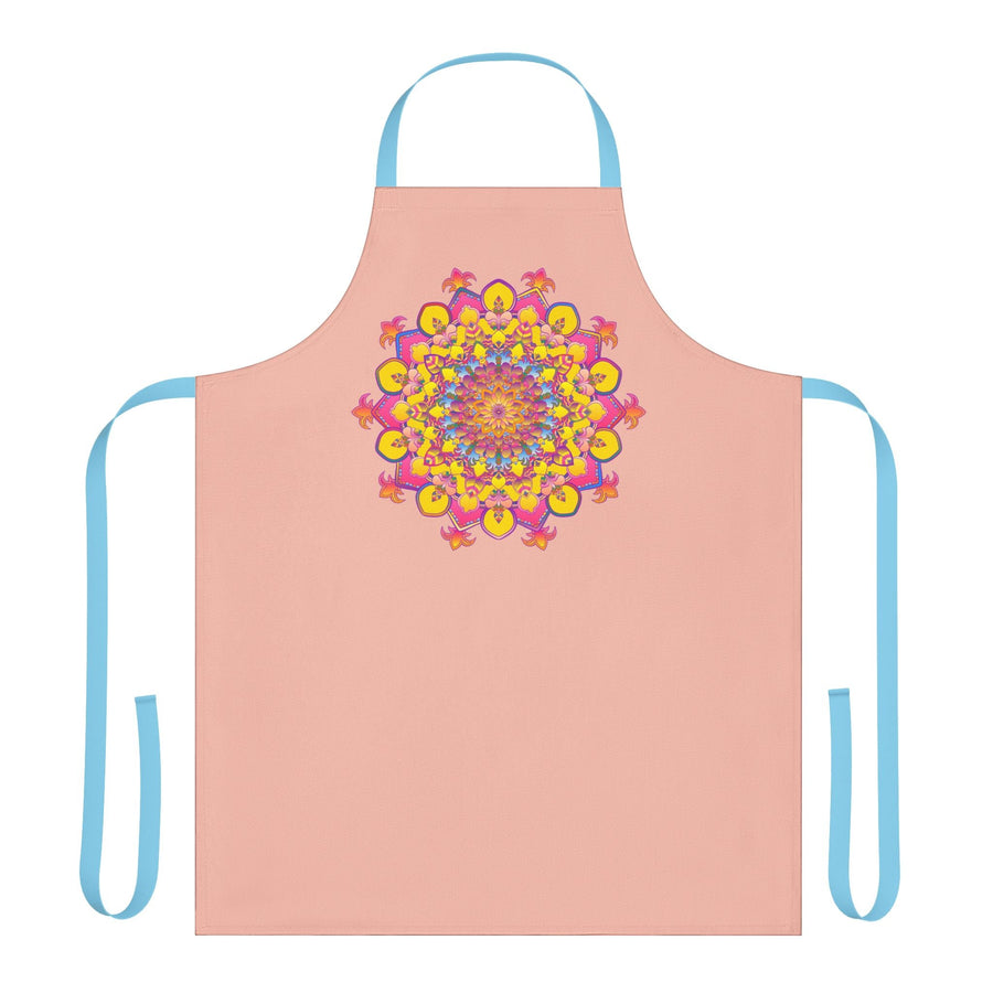 Peach Mandala Apron - Hand Drawn Art All Over Prints - Blululi