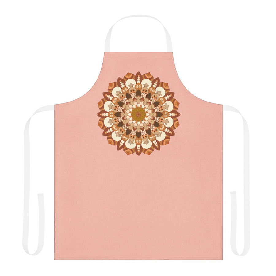 Peach Mandala Apron - Hand Drawn Art All Over Prints - Blululi
