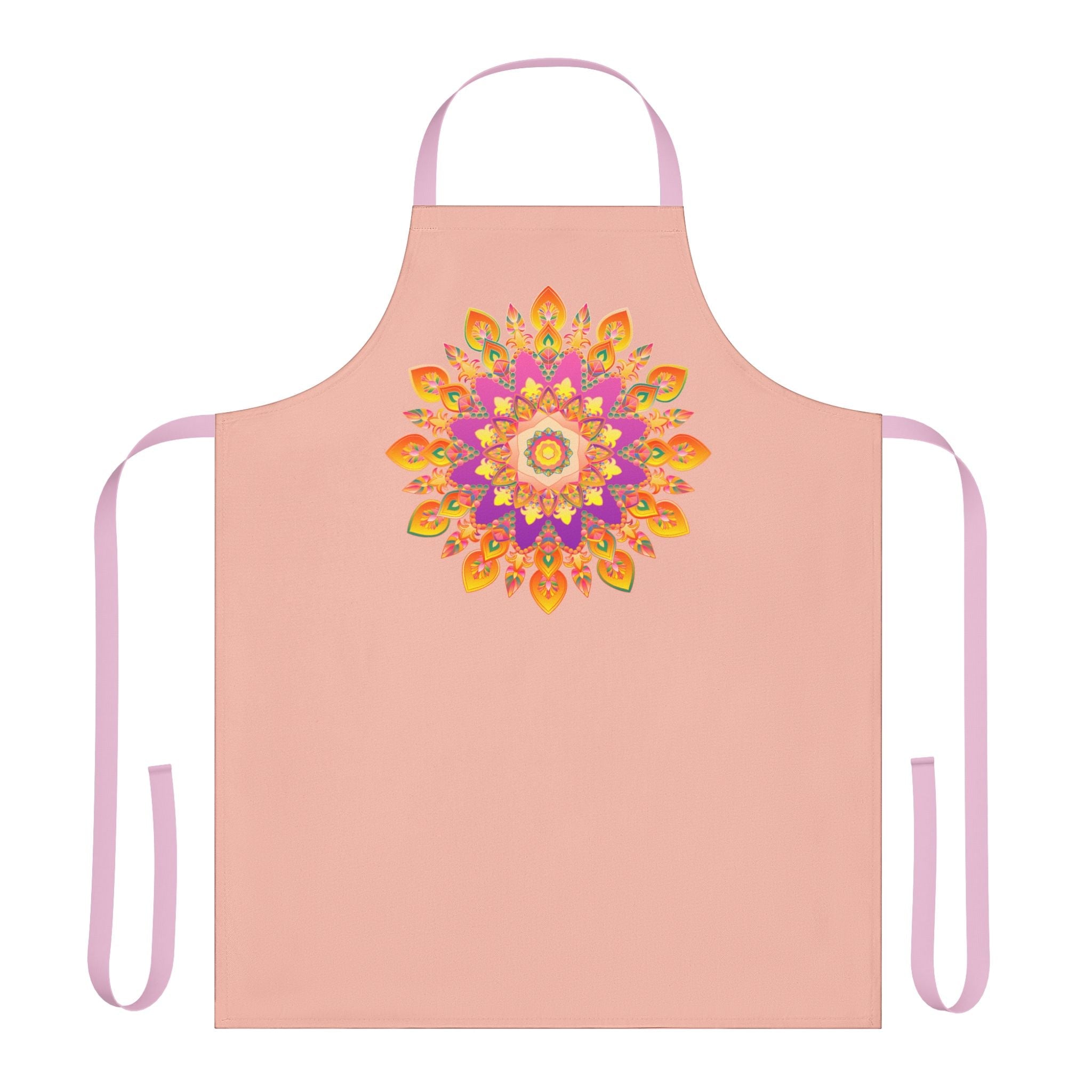Peach Mandala Apron - Hand - Drawn Art All Over Prints - Blululi