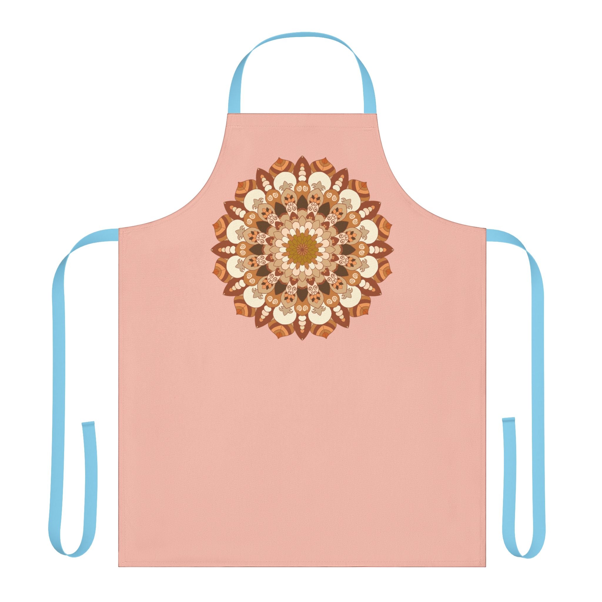 Peach Mandala Apron - Hand Drawn Art All Over Prints - Blululi