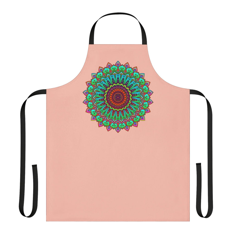 Peach Mandala Apron - Hand Drawn Art All Over Prints - Blululi