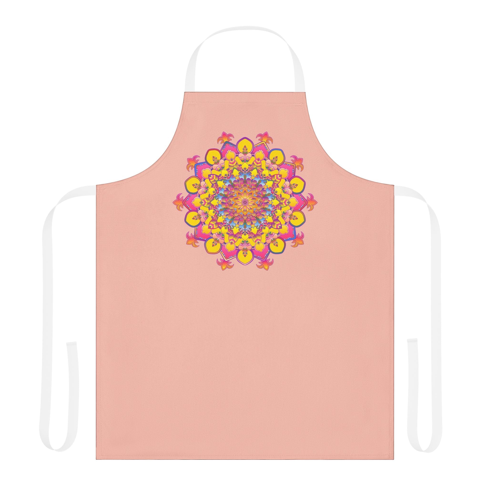 Peach Mandala Apron - Hand Drawn Art All Over Prints - Blululi