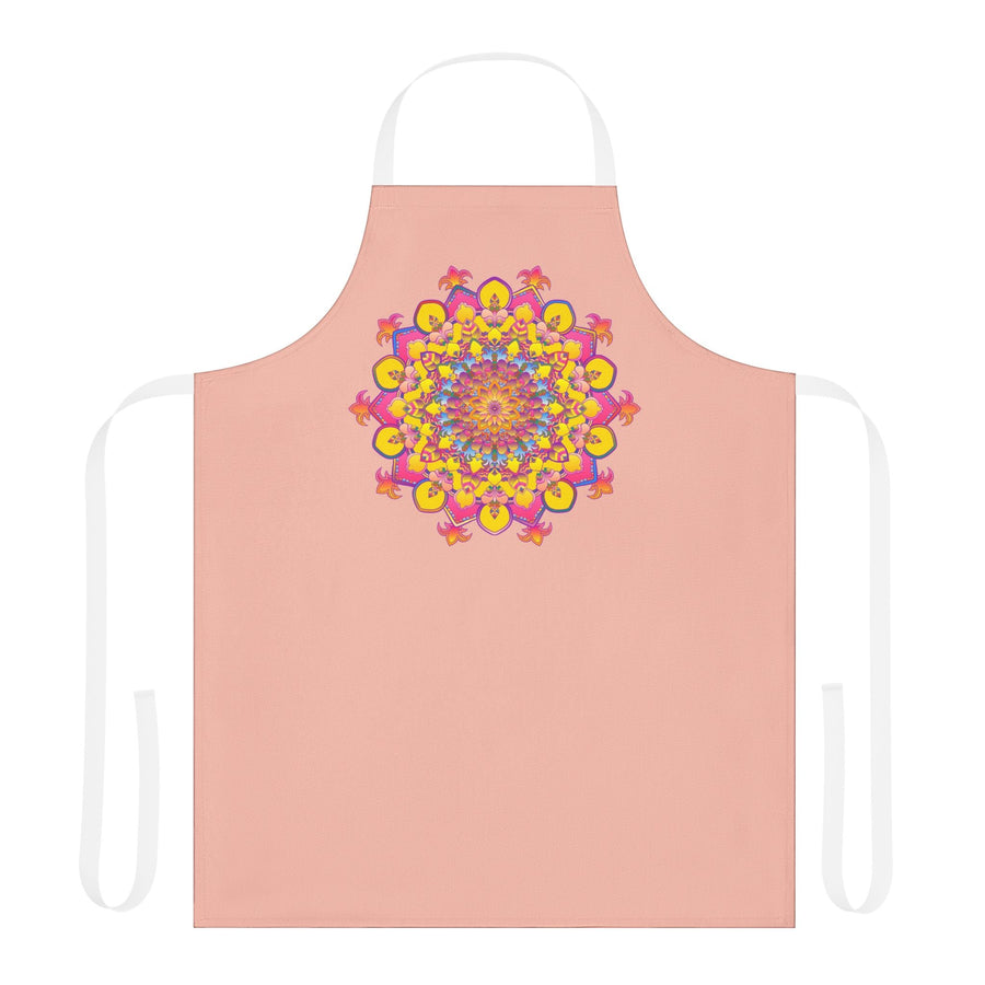 Peach Mandala Apron - Hand Drawn Art All Over Prints - Blululi