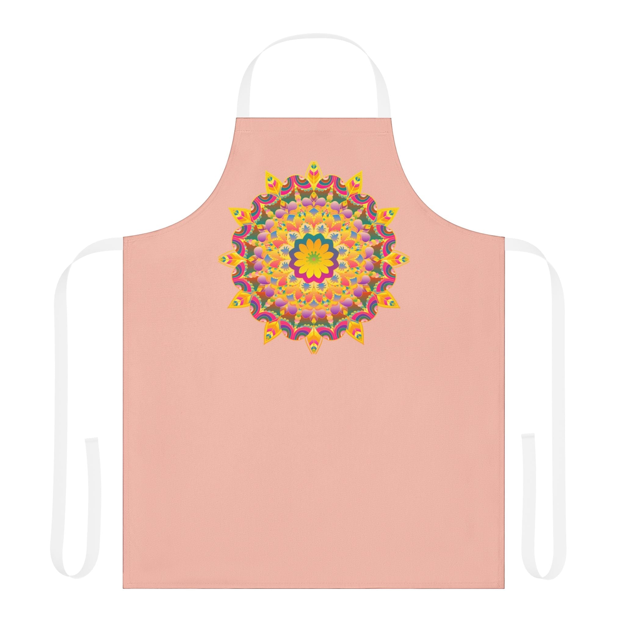 Peach Mandala Apron - Hand Drawn Art All Over Prints - Blululi
